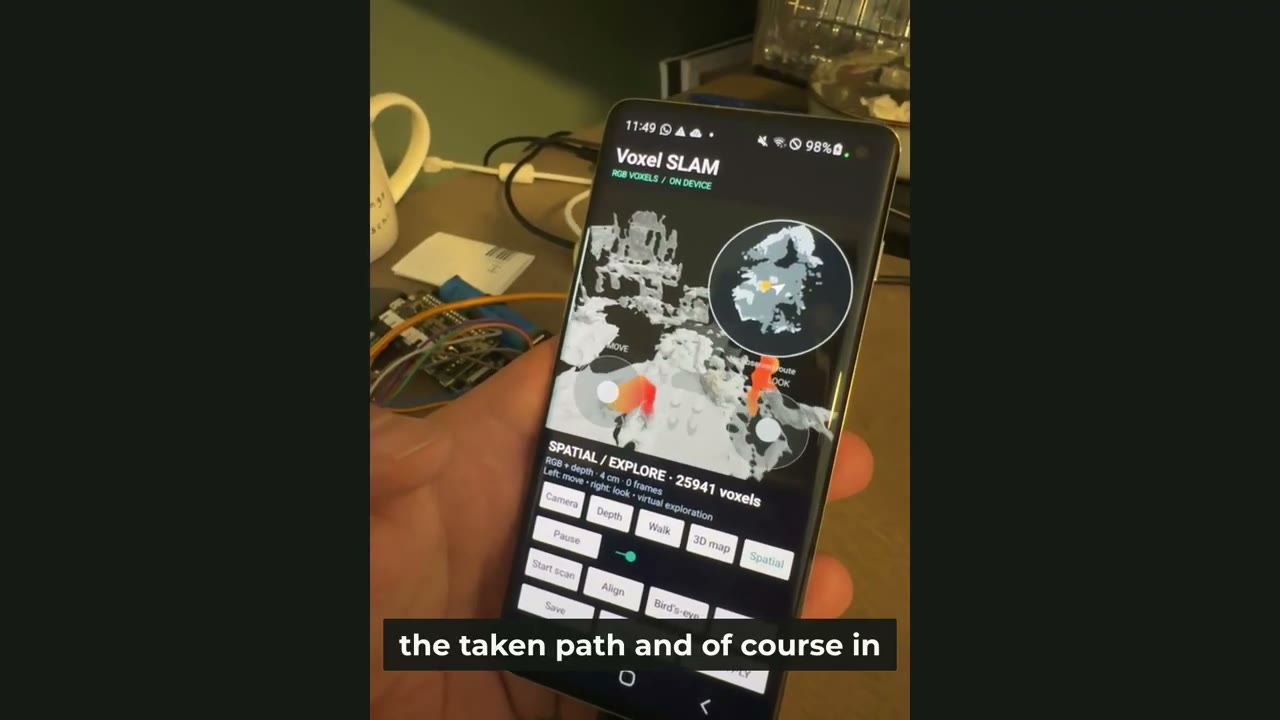 The recorded route displayed over the phone’s room map.
