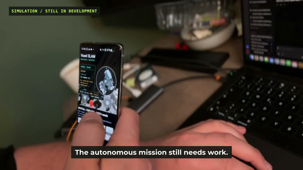 The virtual mission is still in development; this is a simulated robot task, not autonomous hardware.