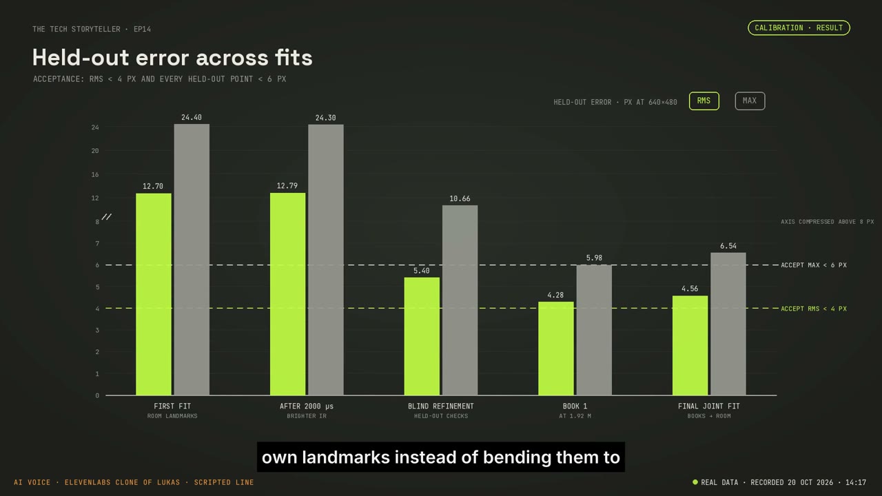 Held-out errors compare candidate fits and show why calibration still needs validation.