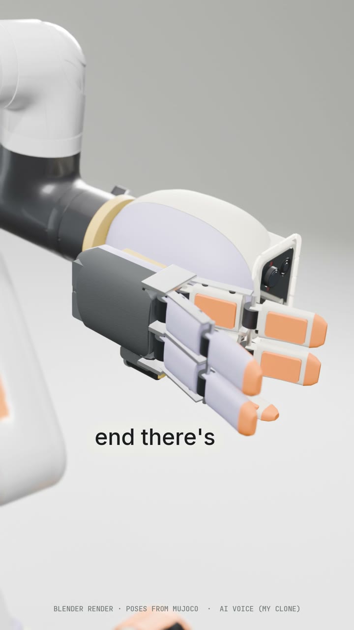The beak-hand’s opposing fingers and swivelling thumb, shown in the hardware design film.